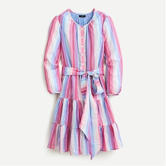 J. Crew Belted Button Up Dress in Pastel Stripe - Picture 1 of 1